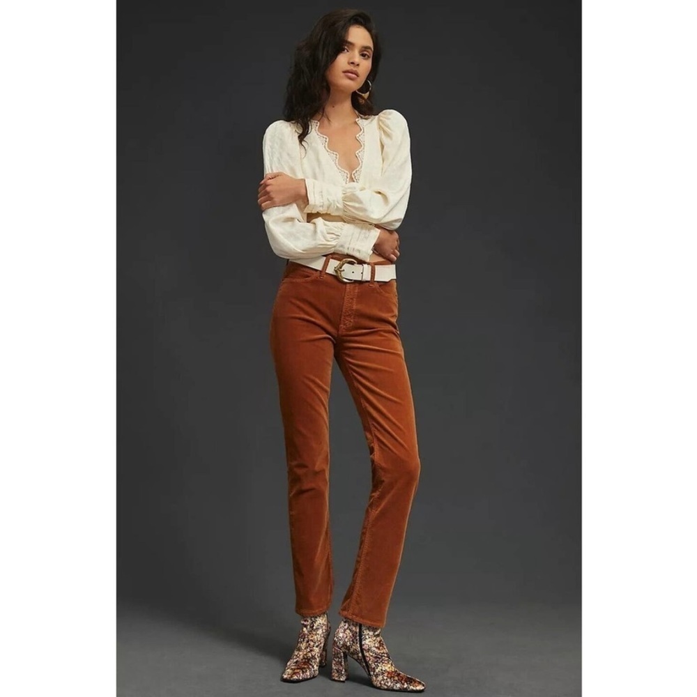 MOTHER The Dazzler Mid-Rise Straight Corduroy Ankle Pants Size 33